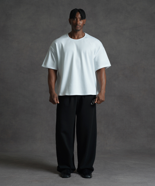PHERMENON（フェルメノン）の「オーバーサイズ Uネック 無地 半袖Tシャツ - ホワイト（Tシャツ/カットソー・メンズ・ホワイト・1/2）」の2枚目の写真