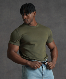 PHERMENON（フェルメノン）の「マッスルフィット 無地 半袖Tシャツ - カーキ（Tシャツ/カットソー）」