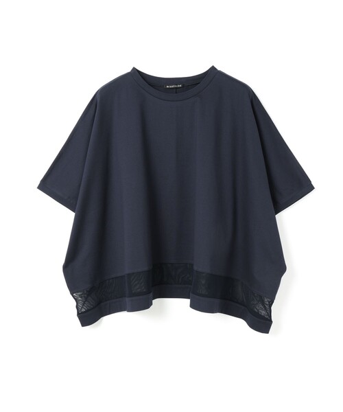mizuiroind(ミズイロインド)の「mizuiro ind メッシュヘムワイドプルオーバー(Tシャツ/カットソー・レディース・ネイビー/オフホワイト/チャコールグレー/ブラック・FREE)」の4枚目の写真