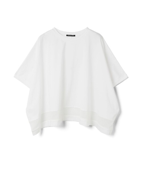 mizuiroind(ミズイロインド)の「mizuiro ind メッシュヘムワイドプルオーバー(Tシャツ/カットソー・レディース・ネイビー/オフホワイト/チャコールグレー/ブラック・FREE)」の5枚目の写真