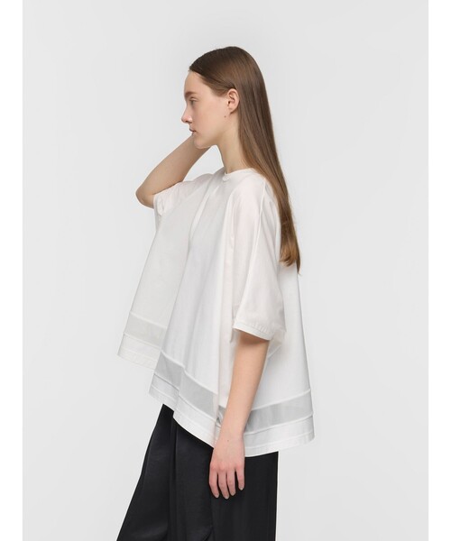 mizuiroind(ミズイロインド)の「mizuiro ind メッシュヘムワイドプルオーバー(Tシャツ/カットソー・レディース・ネイビー/オフホワイト/チャコールグレー/ブラック・FREE)」の11枚目の写真