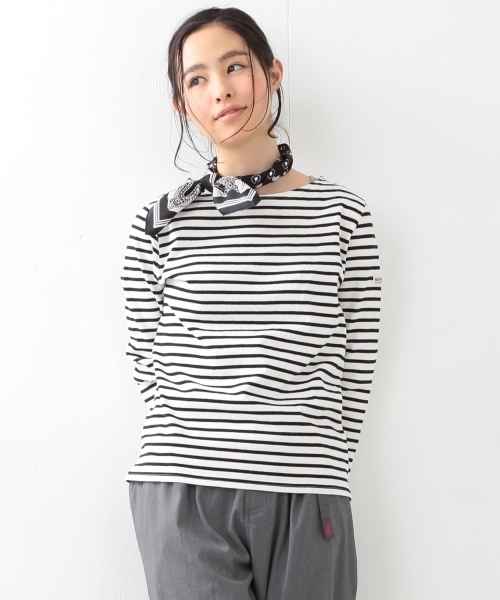 BEAMS BOY（ビームスボーイ）の「【FUDGE5月号掲載】BEAMS BOY / ボーダー ボートネック 8分袖（Tシャツ/カットソー・レディース・ブラック/ベージュ/レッド/ネイビー・ONE SIZE）」の7枚目の写真