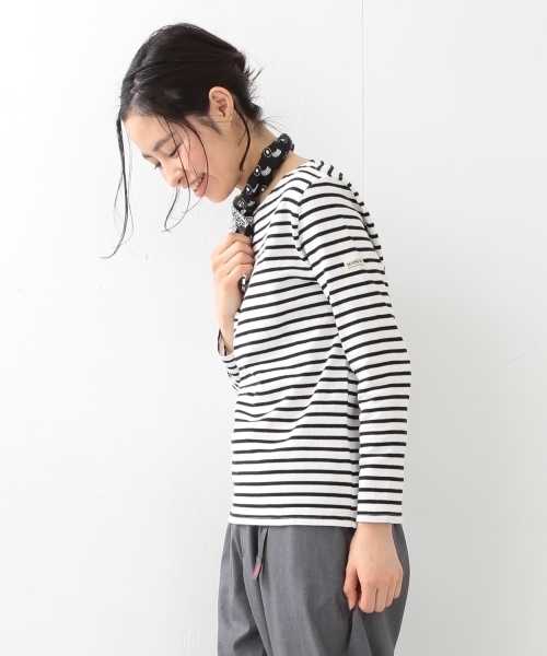 BEAMS BOY（ビームスボーイ）の「【FUDGE5月号掲載】BEAMS BOY / ボーダー ボートネック 8分袖（Tシャツ/カットソー・レディース・ブラック/ベージュ/レッド/ネイビー・ONE SIZE）」の9枚目の写真