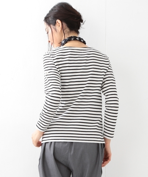 BEAMS BOY（ビームスボーイ）の「【FUDGE5月号掲載】BEAMS BOY / ボーダー ボートネック 8分袖（Tシャツ/カットソー・レディース・ブラック/ベージュ/レッド/ネイビー・ONE SIZE）」の10枚目の写真