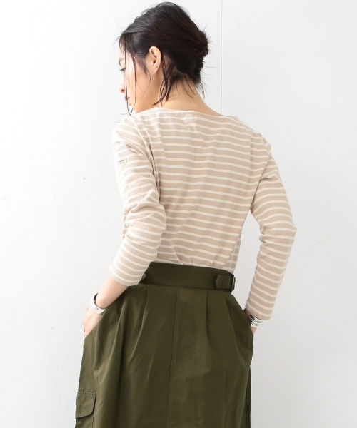 BEAMS BOY（ビームスボーイ）の「【FUDGE5月号掲載】BEAMS BOY / ボーダー ボートネック 8分袖（Tシャツ/カットソー・レディース・ブラック/ベージュ/レッド/ネイビー・ONE SIZE）」の11枚目の写真