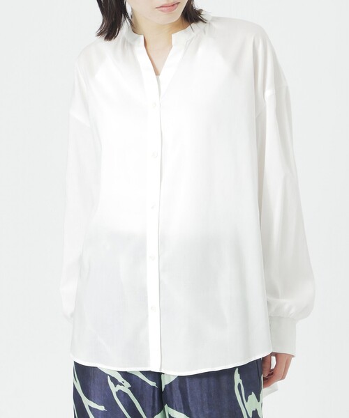 LOVELESS（ラブレス）の「リネンミックスギャザーブラウス（シャツ/ブラウス・レディース・オフホワイト/ロイヤルブルー・36）」の3枚目の写真