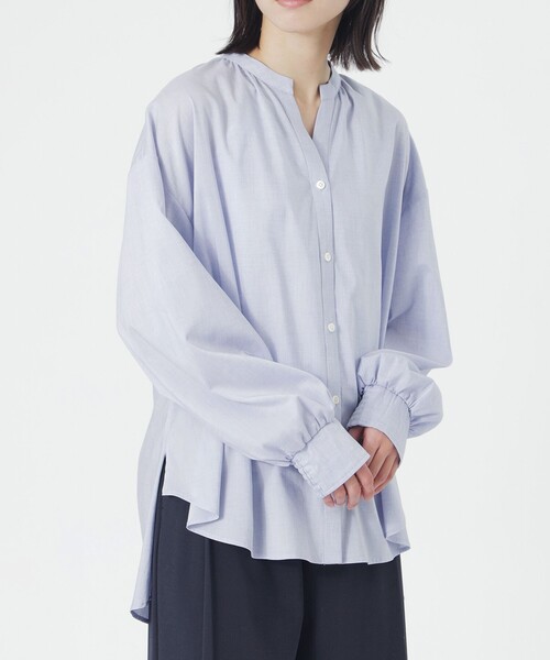 LOVELESS（ラブレス）の「リネンミックスギャザーブラウス（シャツ/ブラウス・レディース・オフホワイト/ロイヤルブルー・36）」の4枚目の写真