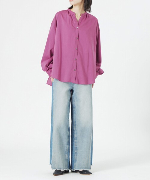 LOVELESS（ラブレス）の「リネンミックスギャザーブラウス（シャツ/ブラウス・レディース・オフホワイト/ロイヤルブルー・36）」の9枚目の写真