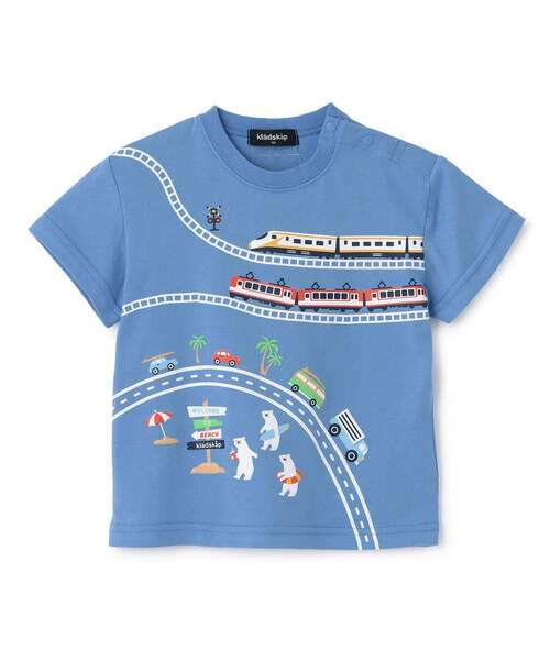 kladskap（クレードスコープ）の「【人気商品再入荷】【直営店で取り扱い無し】海に行こう!乗り物プリント半袖Tシャツ（Tシャツ/カットソー・キッズ・ブルー/イエロー・100cm/90cm/120cm/110cm）」の2枚目の写真