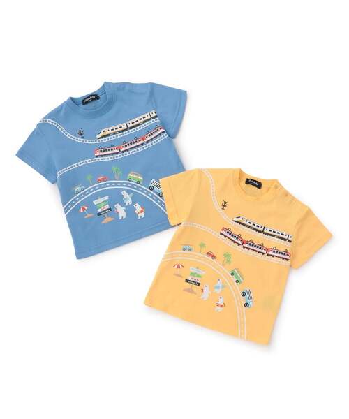 kladskap（クレードスコープ）の「【人気商品再入荷】【直営店で取り扱い無し】海に行こう!乗り物プリント半袖Tシャツ（Tシャツ/カットソー・キッズ・ブルー/イエロー・100cm/90cm/120cm/110cm）」の7枚目の写真