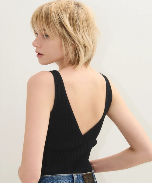 NICENICE MOMENT(ナイスナイスモーメント)の「【NICENICE MOMENT】TANK TOP SHELL(タンクトップ・レディース・オフホワイト/ブラック・2/1)」の3枚目の写真