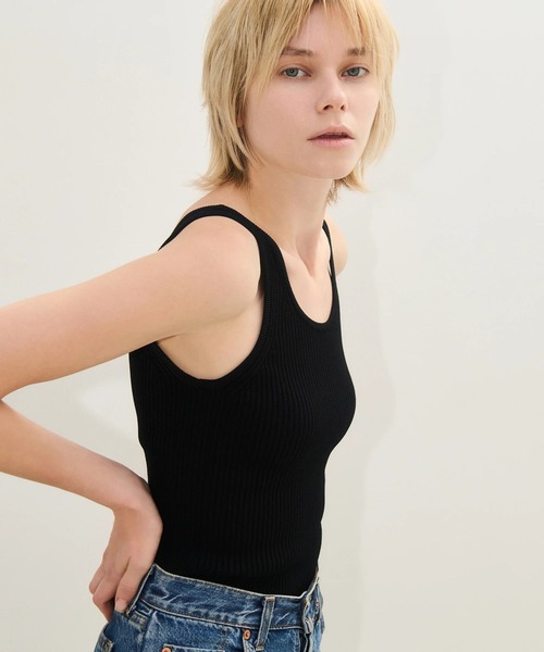 NICENICE MOMENT(ナイスナイスモーメント)の「【NICENICE MOMENT】TANK TOP SHELL(タンクトップ・レディース・オフホワイト/ブラック・2/1)」の4枚目の写真