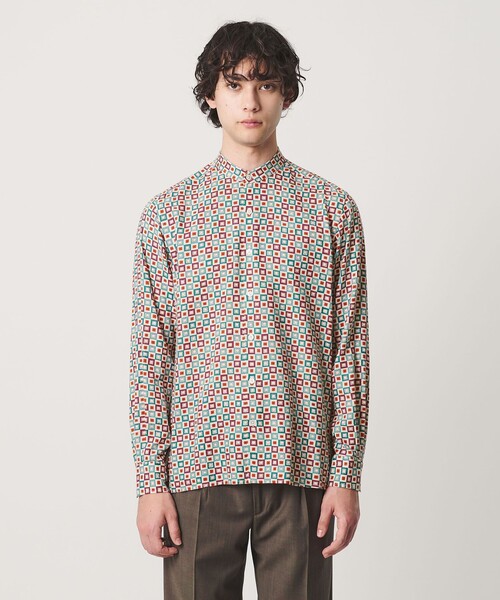 UNITED ARROWS(ユナイテッドアローズ)の「ジオメトリック プリント バンドカラーシャツ(シャツ/ブラウス・メンズ・ターコイズブルー系・M/XL/S/L)」の7枚目の写真
