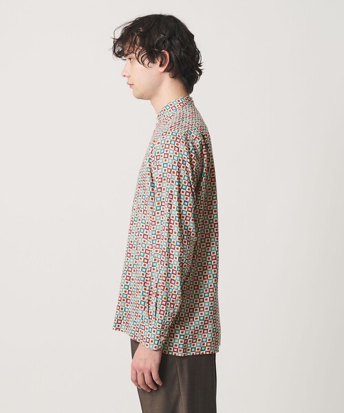 UNITED ARROWS(ユナイテッドアローズ)の「ジオメトリック プリント バンドカラーシャツ(シャツ/ブラウス・メンズ・ターコイズブルー系・M/XL/S/L)」の6枚目の写真
