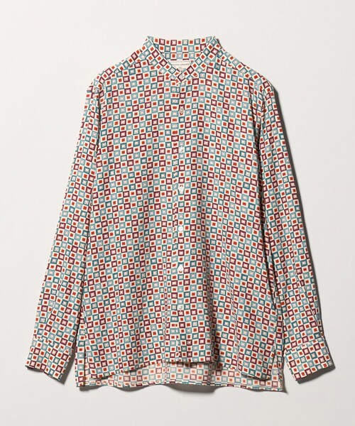 UNITED ARROWS(ユナイテッドアローズ)の「ジオメトリック プリント バンドカラーシャツ(シャツ/ブラウス・メンズ・ターコイズブルー系・M/XL/S/L)」の4枚目の写真