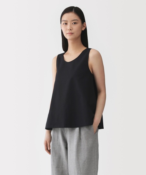 MUJI Labo(ムジラボ)の「〔MUJI Labo〕婦人 和紙混バスケット織り ノースリーブブラウス(シャツ/ブラウス・レディース・ブラック/オフホワイト・S/M/L/XL)」の2枚目の写真