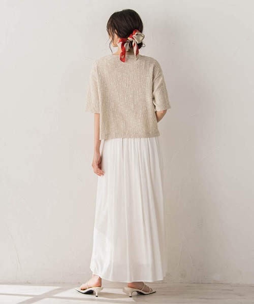 Droite lautreamont(ドロワットロートレアモン)の「Recycle Slub BluseクロップドTシャツ(Tシャツ/カットソー・レディース・ベージュ/グリーン/オフホワイト・M)」の22枚目の写真