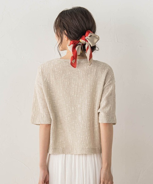 Droite lautreamont(ドロワットロートレアモン)の「Recycle Slub BluseクロップドTシャツ(Tシャツ/カットソー・レディース・ベージュ/グリーン/オフホワイト・M)」の17枚目の写真