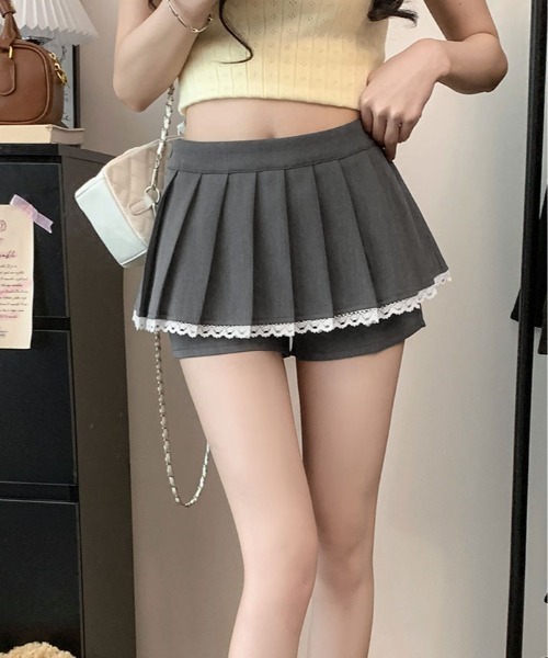 kirakiraShop(キラキラショップ)の「ボックス プリーツ ミニ スカパン(スカート・レディース・ブラック/グレー・S/L/M)」の12枚目の写真