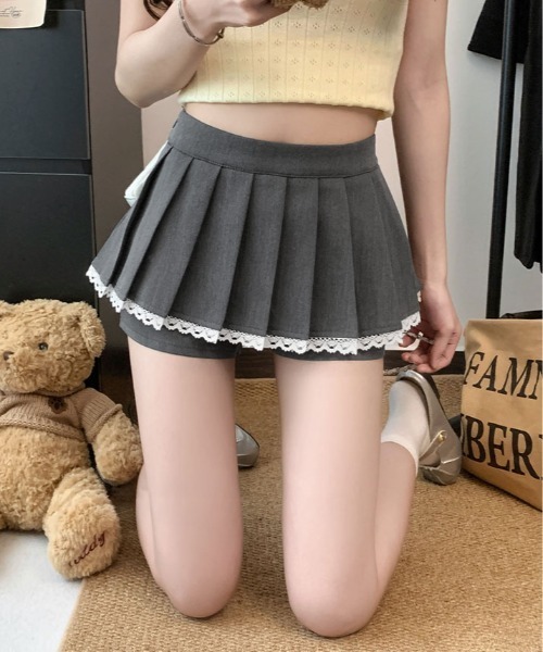 kirakiraShop(キラキラショップ)の「ボックス プリーツ ミニ スカパン(スカート・レディース・ブラック/グレー・S/L/M)」の13枚目の写真