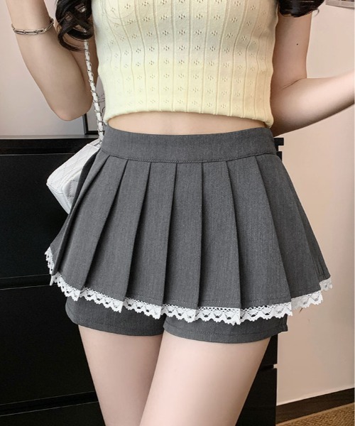 kirakiraShop(キラキラショップ)の「ボックス プリーツ ミニ スカパン(スカート・レディース・ブラック/グレー・S/L/M)」の16枚目の写真