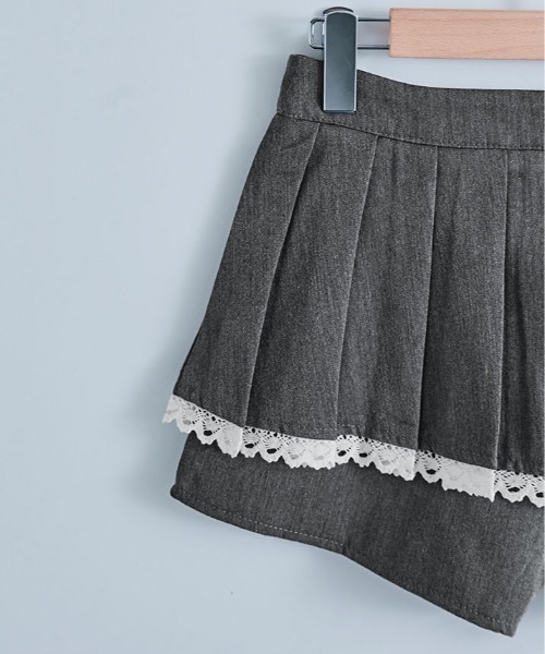 kirakiraShop(キラキラショップ)の「ボックス プリーツ ミニ スカパン(スカート・レディース・ブラック/グレー・S/L/M)」の3枚目の写真