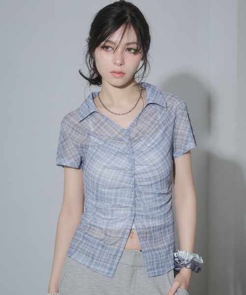 ENVYM（アンビー）の「スキッパータックブラウス（Tシャツ/カットソー・レディース・ブラック/ホワイト系その他/ベージュ/ブルー/ブラック系その他・FREE）」の15枚目の写真