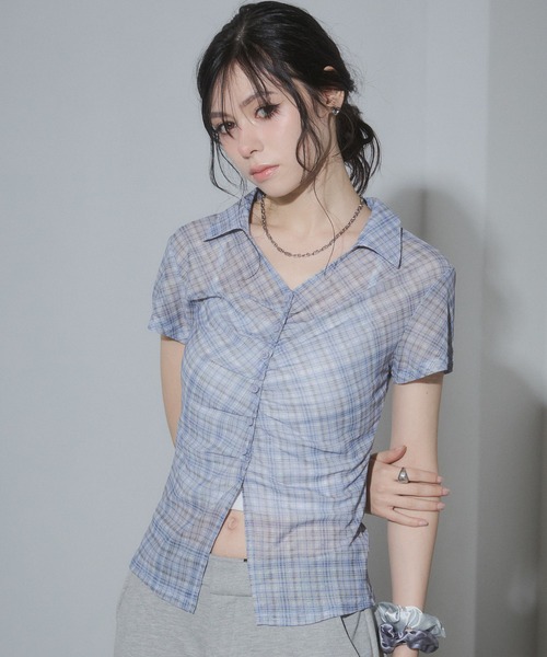 ENVYM（アンビー）の「スキッパータックブラウス（Tシャツ/カットソー・レディース・ブラック/ホワイト系その他/ベージュ/ブルー/ブラック系その他・FREE）」の12枚目の写真