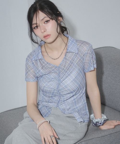 ENVYM（アンビー）の「スキッパータックブラウス（Tシャツ/カットソー・レディース・ブラック/ホワイト系その他/ベージュ/ブルー/ブラック系その他・FREE）」の14枚目の写真