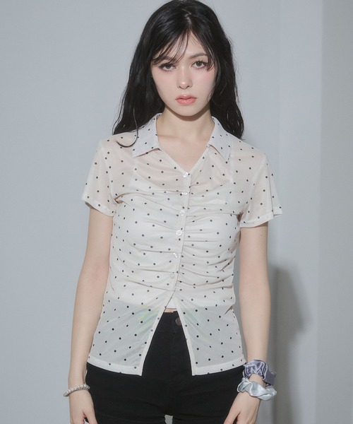 ENVYM（アンビー）の「スキッパータックブラウス（Tシャツ/カットソー・レディース・ブラック/ホワイト系その他/ベージュ/ブルー/ブラック系その他・FREE）」の19枚目の写真
