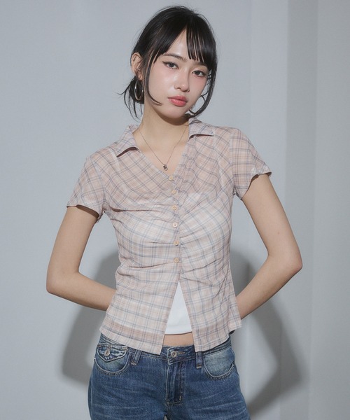 ENVYM（アンビー）の「スキッパータックブラウス（Tシャツ/カットソー・レディース・ブラック/ホワイト系その他/ベージュ/ブルー/ブラック系その他・FREE）」の7枚目の写真