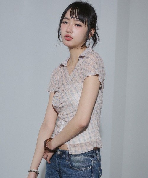 ENVYM（アンビー）の「スキッパータックブラウス（Tシャツ/カットソー・レディース・ブラック/ホワイト系その他/ベージュ/ブルー/ブラック系その他・FREE）」の8枚目の写真
