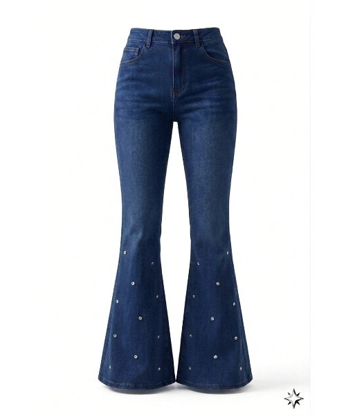セール】Back ribbon slim flare denim（デニムパンツ）｜M me eme