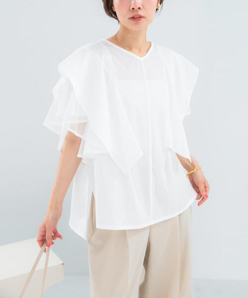 URBAN RESEARCH ROSSO WOMEN(アーバンリサーチ ロッソ)の「ELENDEEK MESH LAYERED SLEEVE BLOUSE(シャツ/ブラウス・レディース・ブラック/オフホワイト・FREE)」の16枚目の写真