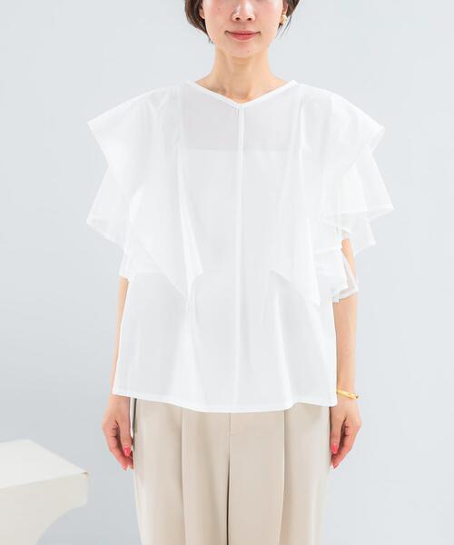 URBAN RESEARCH ROSSO WOMEN(アーバンリサーチ ロッソ)の「ELENDEEK MESH LAYERED SLEEVE BLOUSE(シャツ/ブラウス・レディース・ブラック/オフホワイト・FREE)」の14枚目の写真