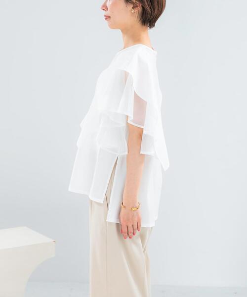 URBAN RESEARCH ROSSO WOMEN(アーバンリサーチ ロッソ)の「ELENDEEK MESH LAYERED SLEEVE BLOUSE(シャツ/ブラウス・レディース・ブラック/オフホワイト・FREE)」の13枚目の写真