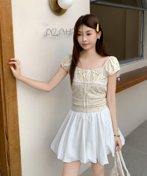 at12:03(アットイチニーゼロサン)の「インナーパンツ付き ボリューム バルーン ミニスカート スカパン(スカート・レディース・ブラック/ホワイト/その他1・M/L)」の12枚目の写真
