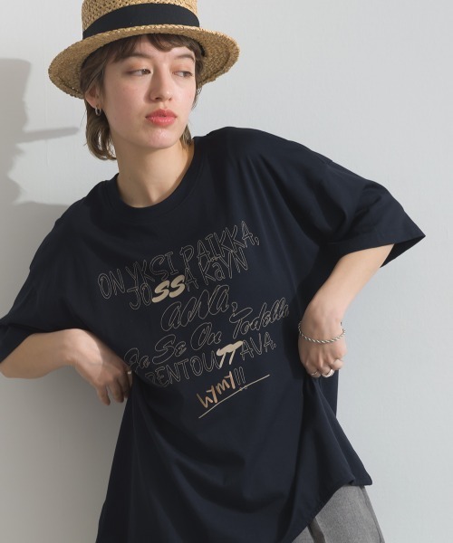 MAFRAIS(マフレ)の「ソフト天竺 接触冷感 ロゴビッグTシャツ(Tシャツ/カットソー・レディース・ネイビー/オフホワイト/グレー・FREE)」の3枚目の写真