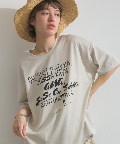 MAFRAIS(マフレ)の「ソフト天竺 接触冷感 ロゴビッグTシャツ(Tシャツ/カットソー・レディース・ネイビー/オフホワイト/グレー・FREE)」の2枚目の写真
