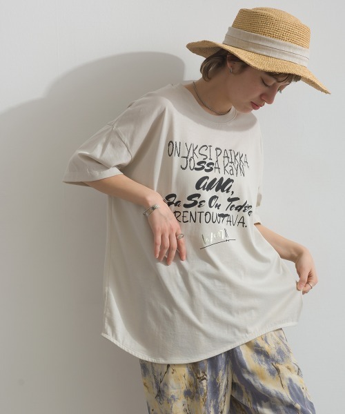 MAFRAIS(マフレ)の「ソフト天竺 接触冷感 ロゴビッグTシャツ(Tシャツ/カットソー・レディース・ネイビー/オフホワイト/グレー・FREE)」の7枚目の写真