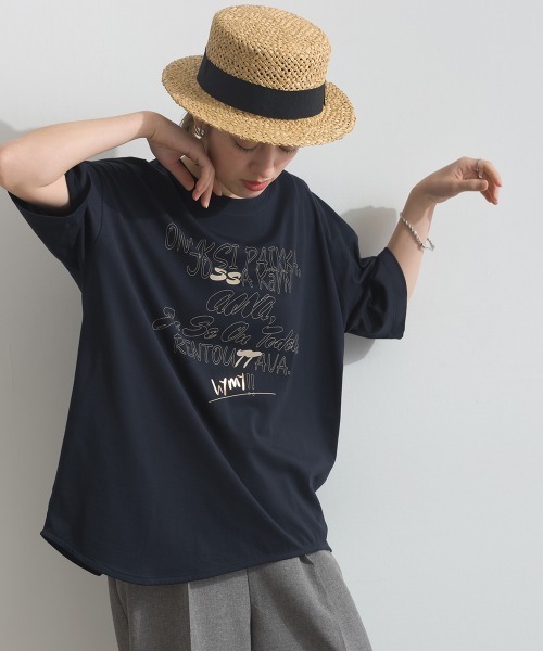 MAFRAIS(マフレ)の「ソフト天竺 接触冷感 ロゴビッグTシャツ(Tシャツ/カットソー・レディース・ネイビー/オフホワイト/グレー・FREE)」の16枚目の写真