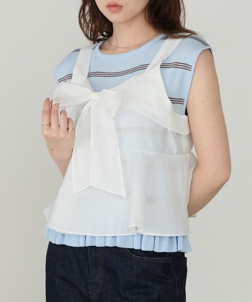 Cherir Mignon(シェリルミニョン)の「【Cherir Mignon】リボンペプラムビスチェ(キャミソール・レディース・ブラック/オフホワイト/ピンク/ブルー・FREE)」の11枚目の写真