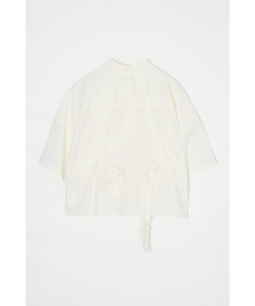 ENFOLD(エンフォルド)の「FRILL-BODY SHIRT(シャツ/ブラウス・レディース・ブラック/ホワイト・38)」の8枚目の写真