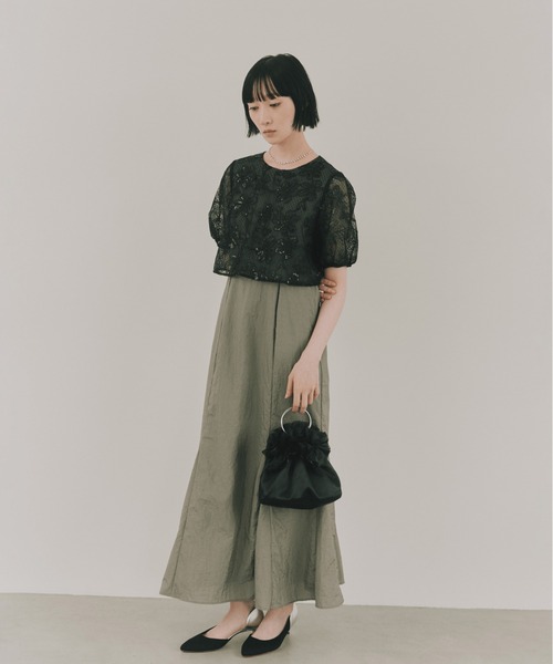 kaene(カエン)の「フラワーコードマーメイドドレス【結婚式 二次会 同窓会 成人式 パーティードレス】(ドレス・レディース・ベージュ/グレー・S/M)」の4枚目の写真