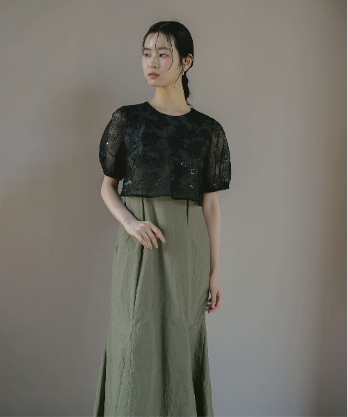 kaene(カエン)の「フラワーコードマーメイドドレス【結婚式 二次会 同窓会 成人式 パーティードレス】(ドレス・レディース・ベージュ/グレー・S/M)」の11枚目の写真