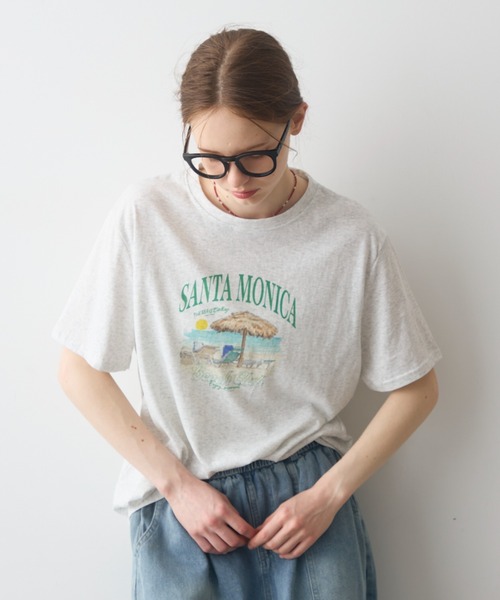 Crisp(クリスプ)の「beach print T / ビーチプリントT(Tシャツ/カットソー・レディース・グレー/ホワイト・FREE)」の19枚目の写真