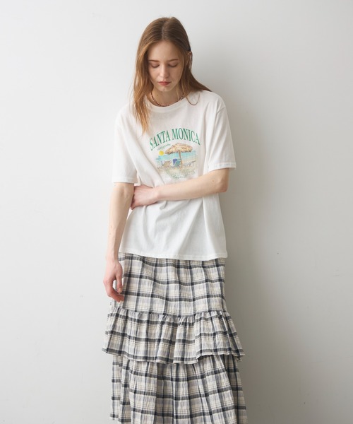 Crisp(クリスプ)の「beach print T / ビーチプリントT(Tシャツ/カットソー・レディース・グレー/ホワイト・FREE)」の16枚目の写真