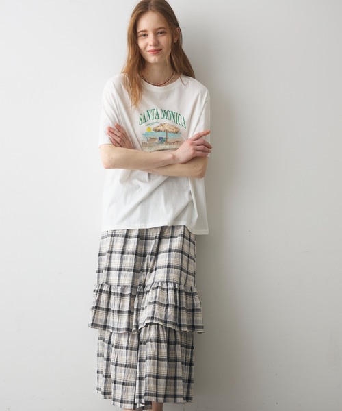 Crisp(クリスプ)の「beach print T / ビーチプリントT(Tシャツ/カットソー・レディース・グレー/ホワイト・FREE)」の17枚目の写真