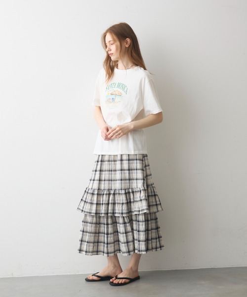 Crisp(クリスプ)の「beach print T / ビーチプリントT(Tシャツ/カットソー・レディース・グレー/ホワイト・FREE)」の13枚目の写真