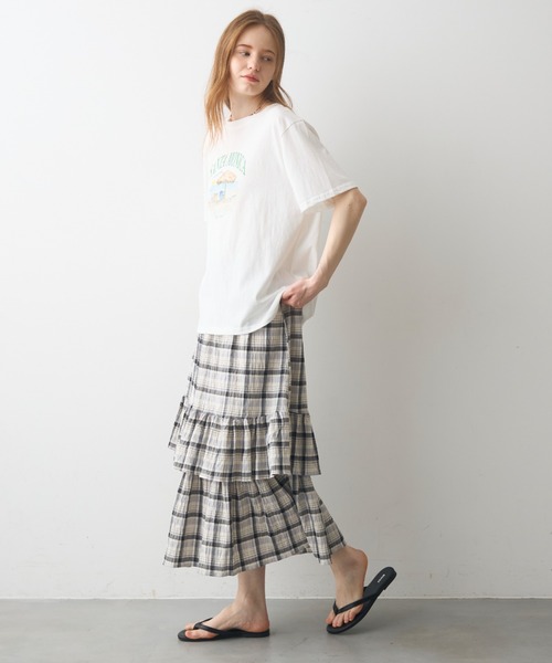Crisp(クリスプ)の「beach print T / ビーチプリントT(Tシャツ/カットソー・レディース・グレー/ホワイト・FREE)」の14枚目の写真